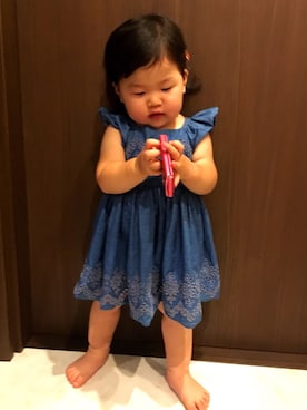 「1歳半」｜「アイテム（ワンピース/ドレス）」を使った、sawaさん（キッズ・90cm）の夏コーディネート
