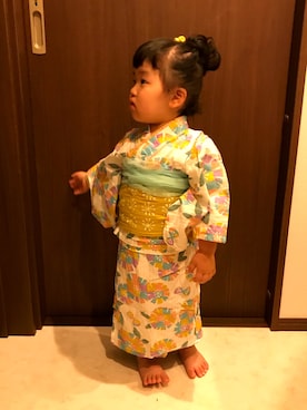 「apres les cours（アプレレクール）のアイテム（浴衣）」を使った、sawaさん（キッズ・90cm）の夏コーディネート