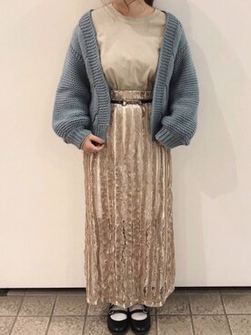 「ベロアスカート」｜「アイテム（パンプス）」を使った、ヌマさん（レディース・154cm）の秋コーディネート