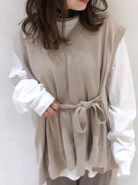 「mystic（ミスティック）のビッグロンT（Tシャツ/カットソー）」を使った、ヌマさん（レディース・154cm）の春コーディネート
