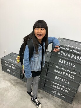 「パーカーワンピ」｜「アイテム（デニムジャケット）」を使った、Ⓜ︎oⓂ︎eⓂ︎a¨̮♡さん（キッズ・125cm）の冬コーディネート
