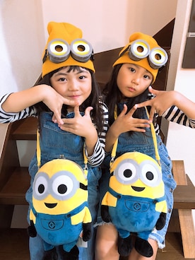 「双子コーデ」｜「アイテム（サロペット/オーバーオール）」を使った、Ⓜ︎oⓂ︎eⓂ︎a¨̮♡さん（キッズ・120cm）の冬コーディネート