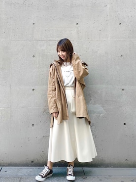 「レザースカート」｜「アイテム（ブルゾン）」を使った、AYANOさん（レディース・162cm）の冬コーディネート