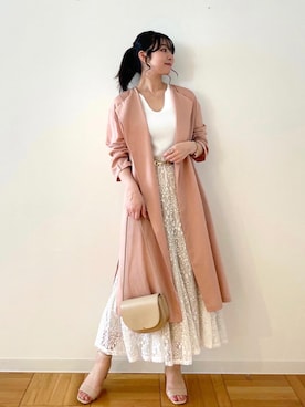 「レーススカート」｜「アイテム（その他アウター）」を使った、AYANOさん（レディース・162cm）の春コーディネート