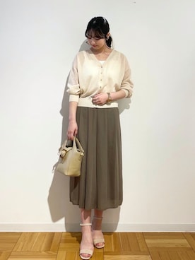 「シースルー」｜「アイテム（トップス、ベージュ系）」を使った、AYANOさん（レディース・162cm）の春コーディネート