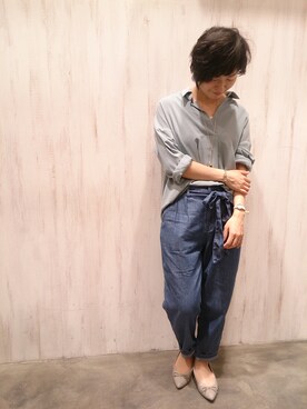 「テンセル」｜「アイテム（パンツ）」を使った、un dix cors_OUTLETさん（レディース・152cm）の春コーディネート