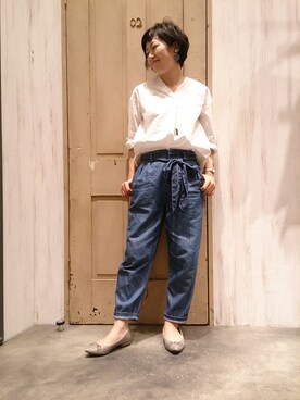 「テンセル」｜「アイテム（パンツ）」を使った、un dix cors_OUTLETさん（レディース・151cm）の春コーディネート