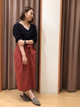 「コクーンスカート」｜「アイテム（スリッポン）」を使った、un dix cors_OUTLETさん（レディース・153cm）の夏コーディネート
