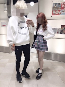 「M.Y.O.B（エム.ワイ.オー.ビー）のアイテム（スウェット）」を使った、さきちゅんさん（レディース・155cm）の冬コーディネート