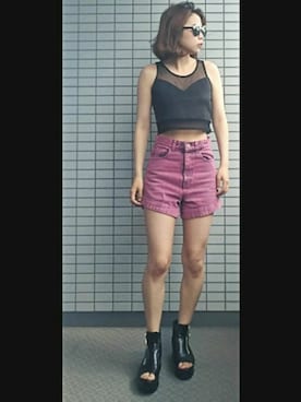 「原宿」｜「アイテム（サンダル）」を使った、マリアさん（レディース・159cm）の夏コーディネート