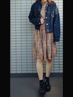 「レトロ」｜「アイテム（デニムジャケット）」を使った、マリアさん（レディース・159cm）の冬コーディネート