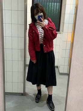 「one after another NICE CLAUP（ワンアフターアナザーナイスクラップ）のアイテム（デニムジャケット）」を使った、ぽさん（レディース・155cm）の秋コーディネート
