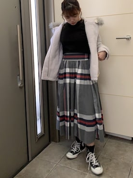 「one after another NICE CLAUP（ワンアフターアナザーナイスクラップ）のアイテム（ダッフルコート）」を使った、ぽさん（レディース・155cm）の冬コーディネート