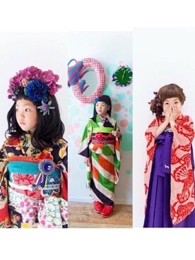 「きものコーディネート」｜「アイテム（浴衣）」を使った、meiさん（キッズ・120cm）の冬コーディネート