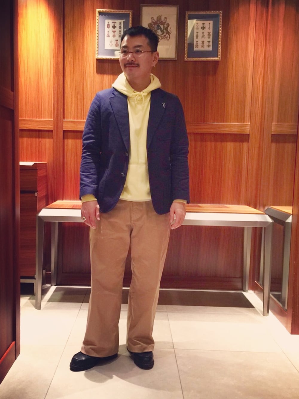 「ユナイテッドアローズ、ユナイテッドアローズ＆サンズ、UNITED ARROWS & SONS、united arrows、大宮」｜「Parabootの＜Paraboot（パラブーツ）＞ UA別注 GRAIN MILLY　Э（ブーツ、ブラック系）」を使った、Yu Sasugaさん（メンズ・165cm）の冬コーディネートの1枚目の写真