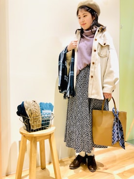 「Samansa Mos2 blue（サマンサモスモスブルー）のアイテム（ハンチング/ベレー帽）」を使った、maiさん（レディース・161cm）の冬コーディネート