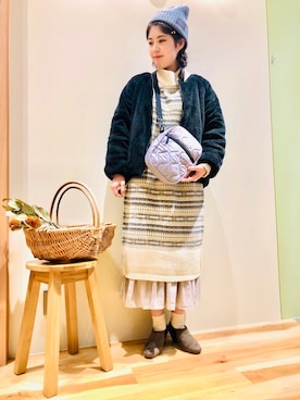 「Samansa Mos2 blue」｜「アイテム（ブーティ）」を使った、maiさん（レディース・161cm）の冬コーディネート