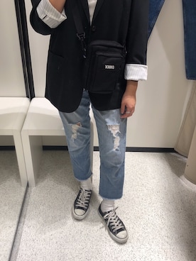 「GAP（ギャップ）のアイテム（テーラードジャケット）」を使った、りおさん（レディース・161cm）の秋コーディネート