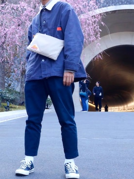 「花見」｜「アイテム（カバーオール）」を使った、Tさん（メンズ・165cm）の春コーディネート