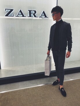 「menswear」｜「アイテム（ライダースジャケット）」を使った、Jinさん（メンズ・180cm）の冬コーディネート