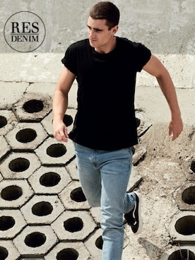 「RES DENIM（レスデニム）のアイテム」を使った、Rooptokyoさん（メンズ・178cm）の春コーディネート