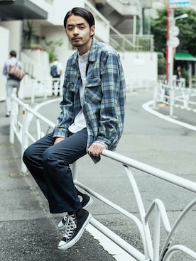 「RED KAP（レッドキャップ）のアイテム（チノパンツ）」を使った、Rooptokyoさん（メンズ・179cm）の夏コーディネート