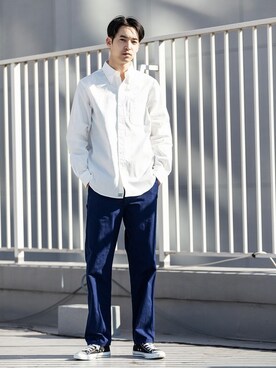 「orSlow（オアスロウ）のアイテム（トップス）」を使った、Rooptokyoさん（メンズ・180cm）の春コーディネート