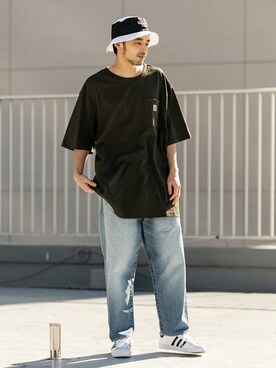 「Guess（ゲス）のアイテム（ハット）」を使った、Rooptokyoさん（メンズ・179cm）の夏コーディネート
