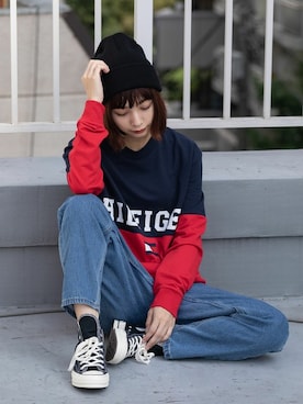 「TOMMY HILFIGER（トミーヒルフィガー）のアイテム」を使った、Rooptokyoさん（レディース・166cm）の冬コーディネート