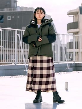 「長袖Tシャツ」｜「アイテム（ダウンジャケット/コート）」を使った、Rooptokyoさん（レディース・163cm）の秋コーディネート