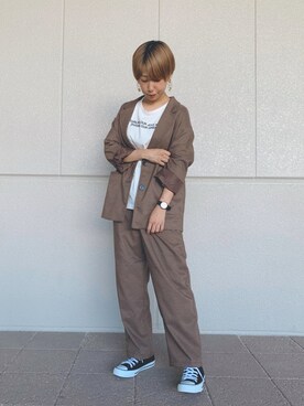 「Samansa Mos2 blue（サマンサモスモスブルー）のアイテム（テーラードジャケット）」を使った、いちむらさん（レディース・155cm）の秋コーディネート