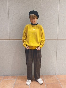 「Samansa Mos2 blue（サマンサモスモスブルー）のアイテム（ハンチング/ベレー帽）」を使った、いちむらさん（レディース・155cm）の秋コーディネート