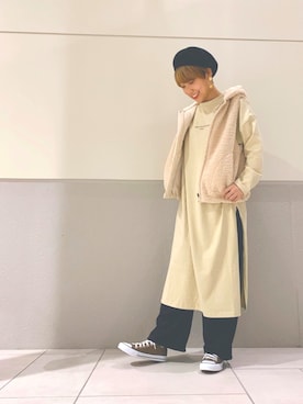 「Samansa Mos2 blue（サマンサモスモスブルー）のアイテム（ハンチング/ベレー帽）」を使った、いちむらさん（レディース・155cm）の秋コーディネート