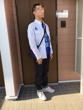 「アイテム（メッセンジャーバッグ、ブルー系）」を使った、ちばっちさん（メンズ・168cm）の春コーディネート