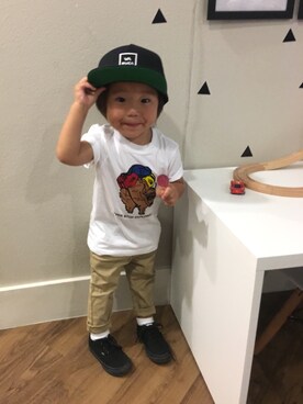 「RVCA（ルーカ）のアイテム（帽子）」を使った、Kuboriさん（キッズ・74cm）の夏コーディネート