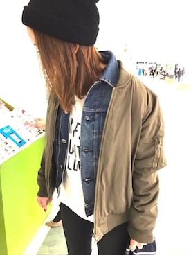 「HYKE」｜「アイテム（ブルゾン）」を使った、macotoさん（レディース・153cm）の冬コーディネート