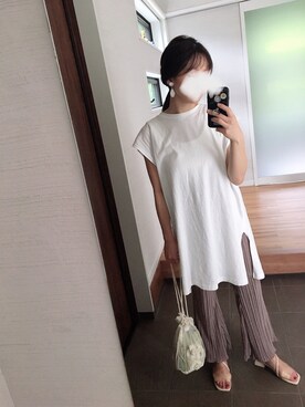 「4A.M.LIFESTYLE（フォーエーエムライフスタイル）のアイテム」を使った、mikkoさん（レディース・152cm）の夏コーディネート