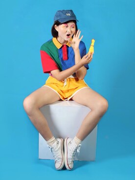 「MONKI（モンキ）のアイテム（Pants、イエロー系）」を使った、everYukiiiii さん（レディース・168cm）の夏コーディネート