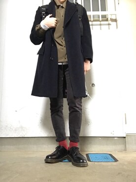 「赤い靴下」｜「アイテム（その他アウター）」を使った、yfさん（メンズ・173cm）の冬コーディネート
