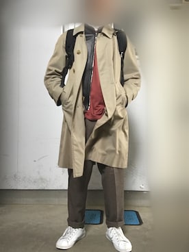「グレンチェック」｜「アイテム（トレンチコート）」を使った、yfさん（メンズ・173cm）の冬コーディネート