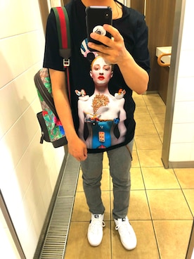 「JUUN.J（ジュンジェイ）のアイテム（Tシャツ/カットソー、ブラック系）」を使った、たろうさん（メンズ）の夏コーディネート