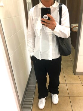 「BLACK COMME des GARCONS（ブラックコムデギャルソン）のアイテム（シャツ/ブラウス、ホワイト系）」を使った、たろうさん（メンズ）の夏コーディネート