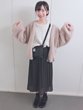 「ドットスカート」｜「アイテム（ブルゾン）」を使った、まぬさん（レディース・158cm）の冬コーディネート