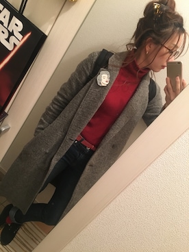 「3色コーデ」｜「アイテム（その他アウター）」を使った、芽ねぎさん（レディース・169cm）の冬コーディネート