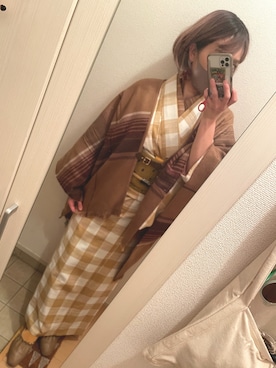 「着物」｜芽ねぎさん（レディース・169cm・30代）の秋コーディネート