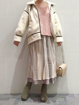 「オーガンジー」｜「アイテム（ブルゾン）」を使った、ひ　な　たさん（レディース・160cm）の冬コーディネート