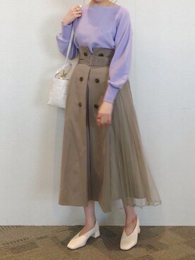 「トレンチスカート」｜ひ　な　たさん（レディース・160cm）の冬コーディネート