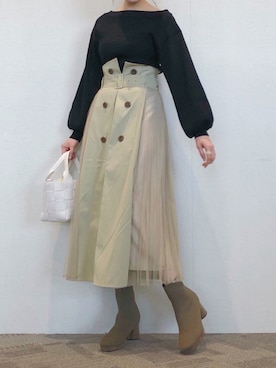 「トレンチスカート」｜ひ　な　たさん（レディース・160cm）の冬コーディネート