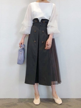 「トレンチスカート」｜ひ　な　たさん（レディース・160cm）の冬コーディネート