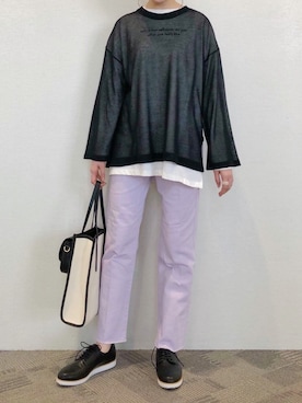 「切りっぱなしデニム」｜「アイテム（その他）」を使った、ひ　な　たさん（レディース・160cm）の春コーディネート